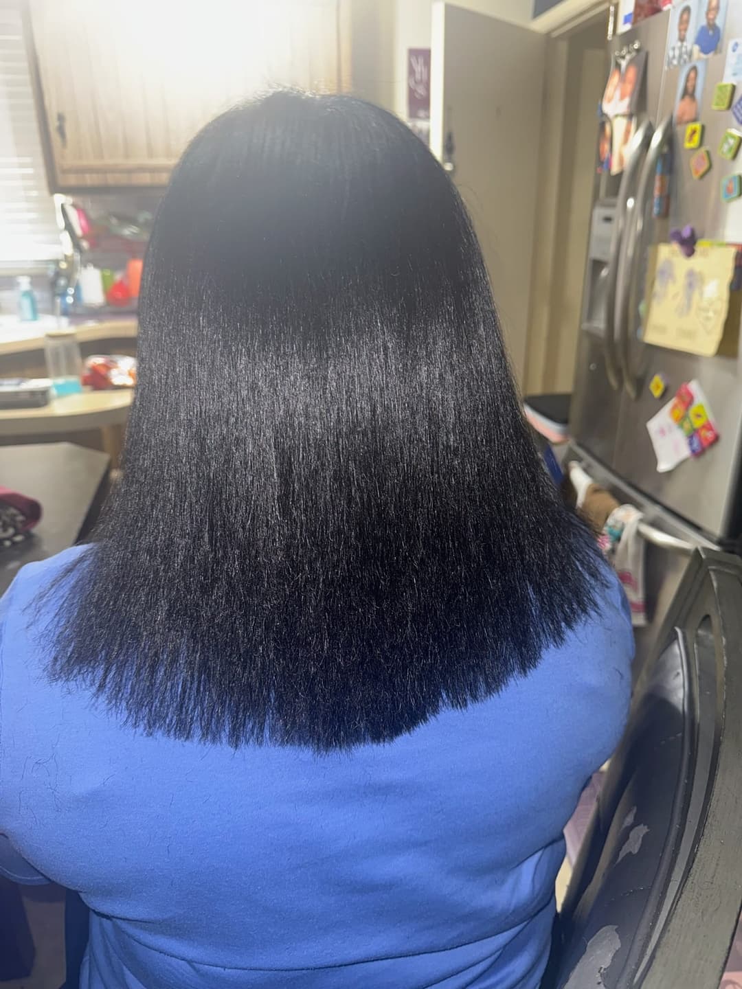 Sleek, shiny straight hair result