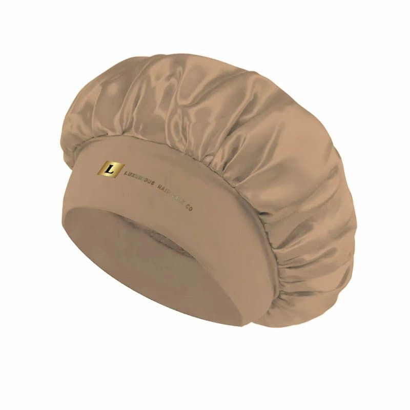 Luxury satin bonnet in champagne