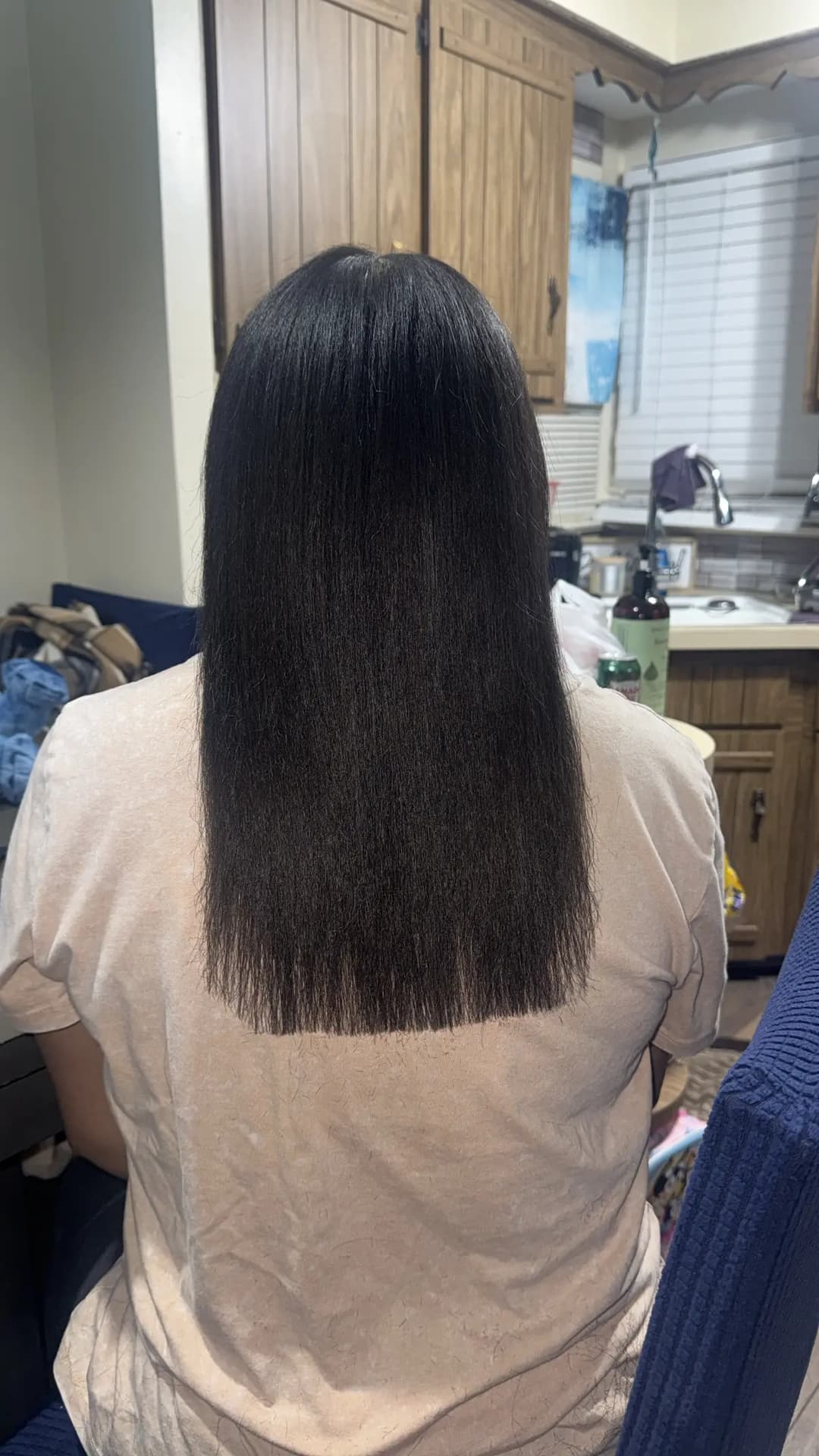 Long, healthy straight hair result