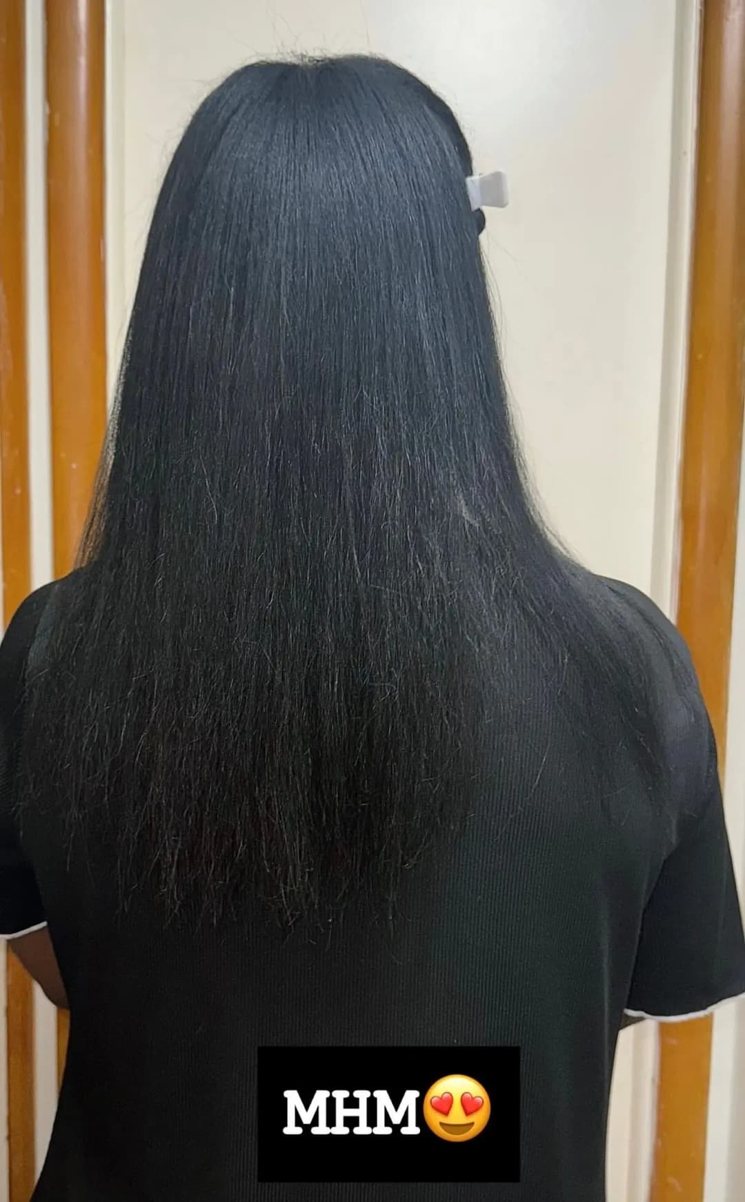 Long, healthy straight hair result
