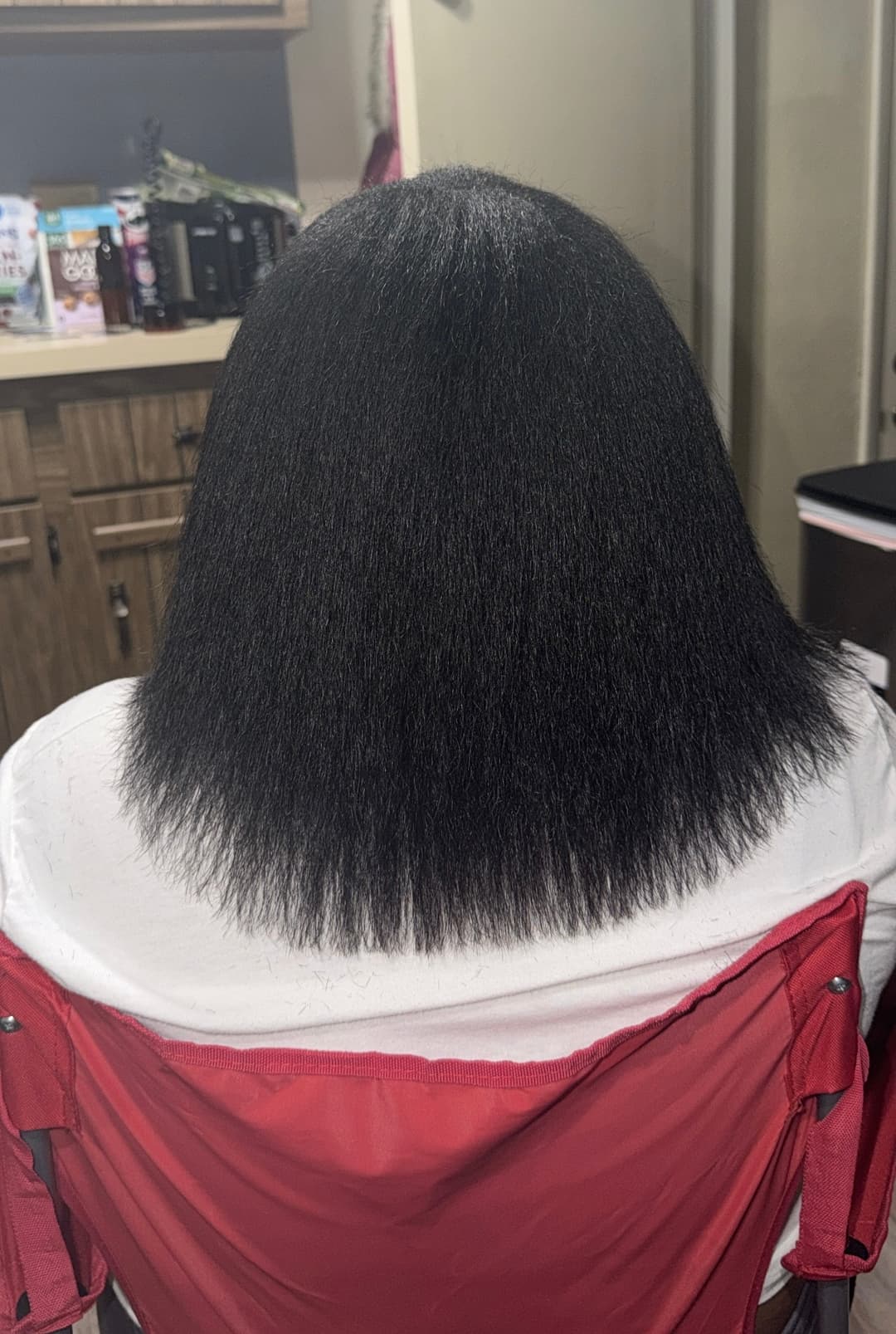 Healthy blown-out natural hair result