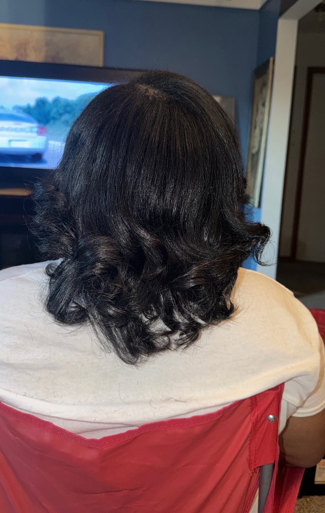 Bouncy curled hairstyle result