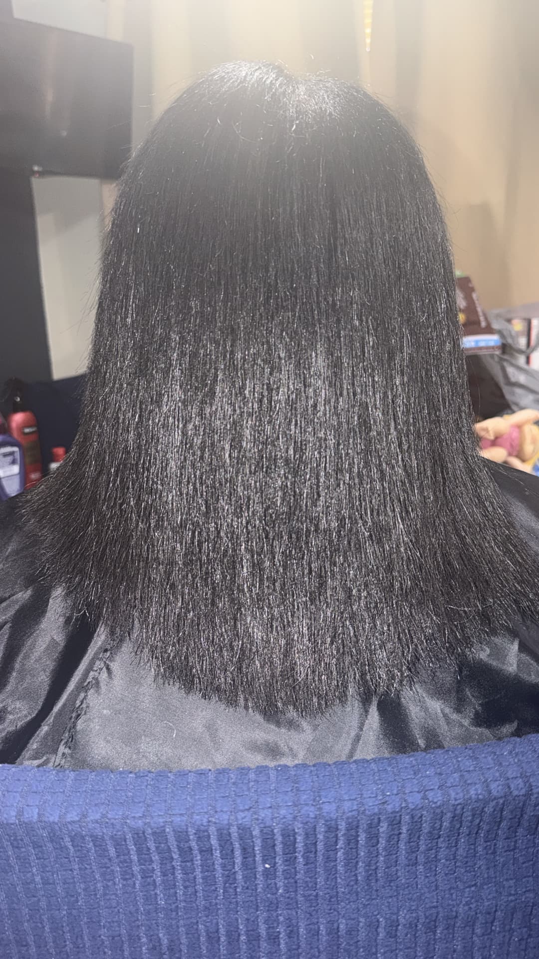 Sleek straight hair result