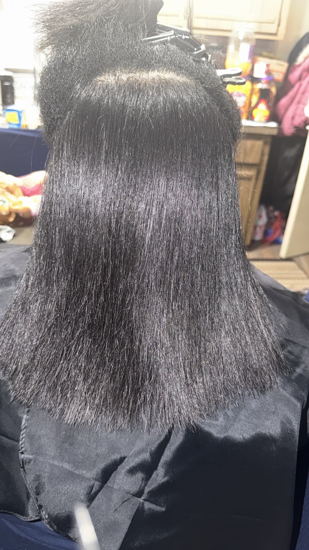 Sleek straight hair result