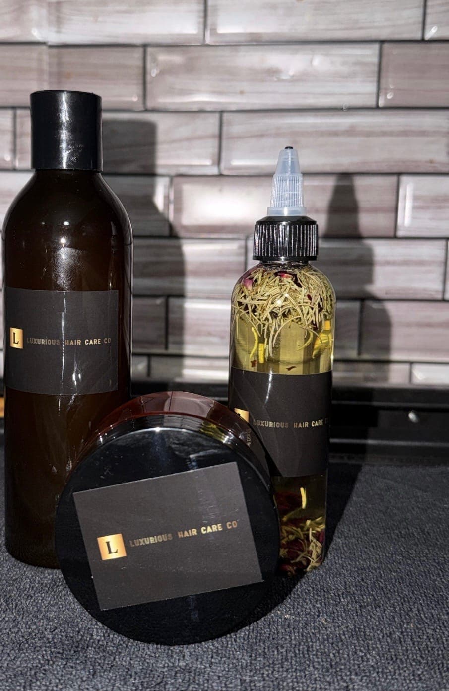Luxurious Hair Care Co. Trio Kit: shampoo, hair mask, and growth oil
